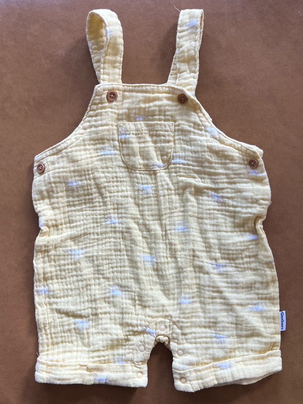 Gerber Light Yellow Baby Gauze Romper with Sun Print
